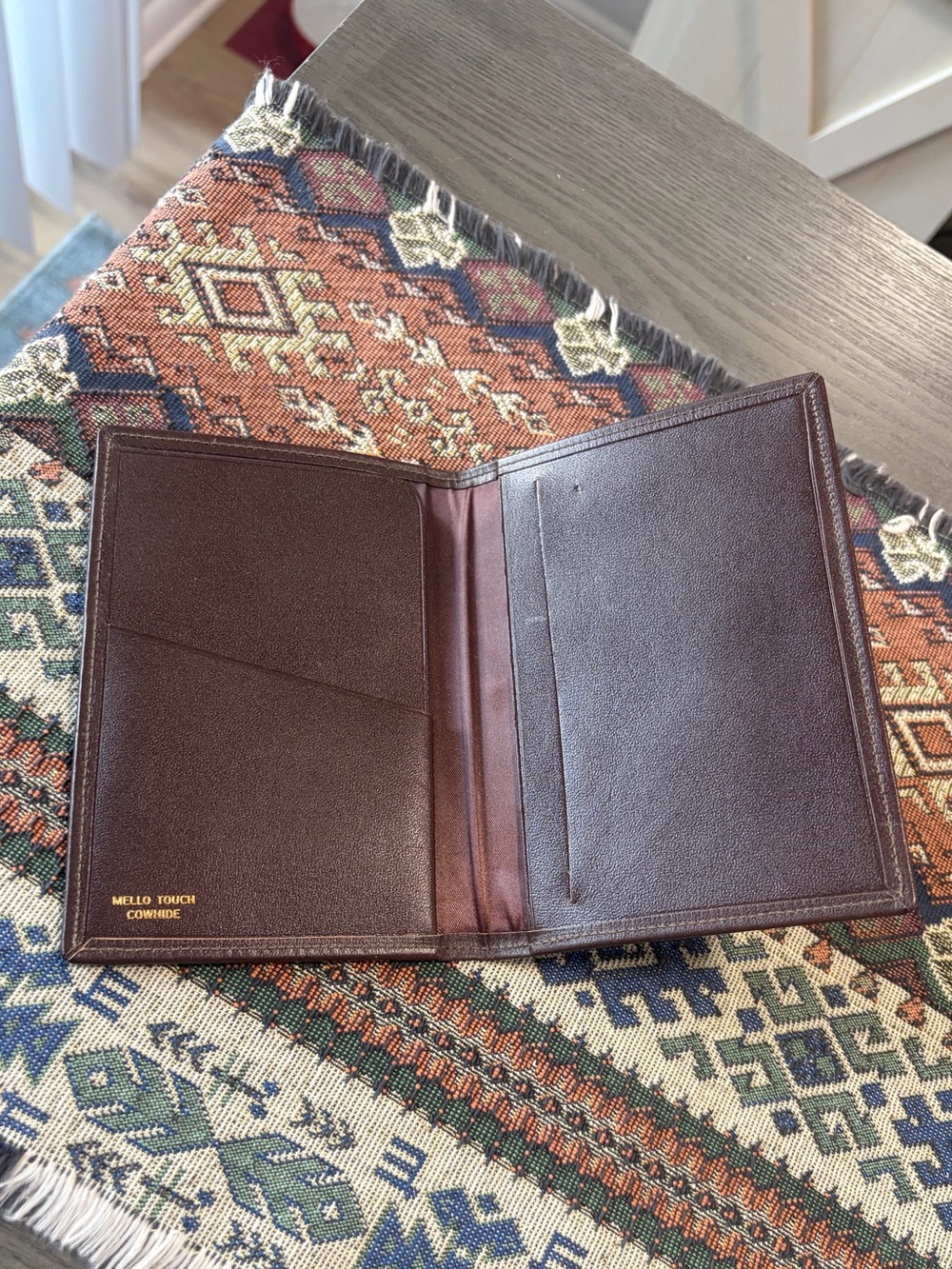 Brown Cowhide Leather Passport Wallet - Brand New